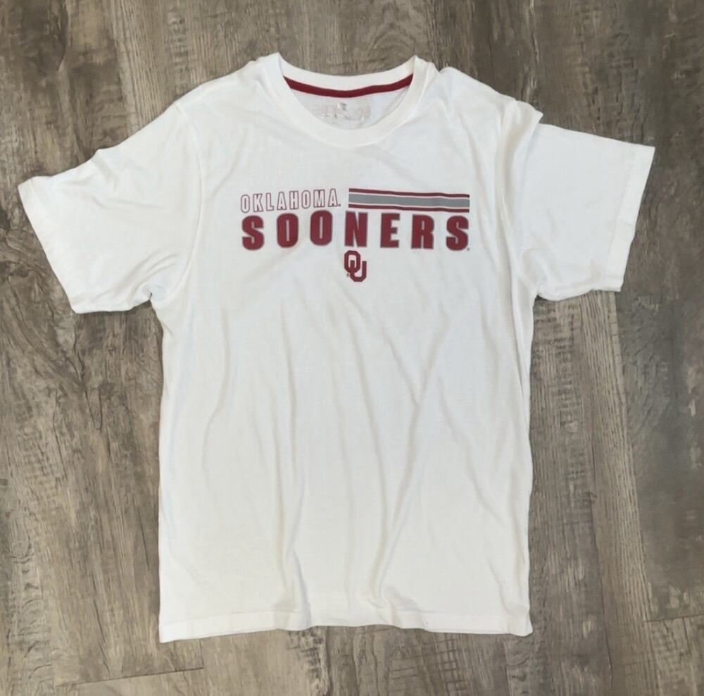 Colosseum Oklahoma Sooners White T-Shirt OU NCAA Mens Large Short Sleeve Tee